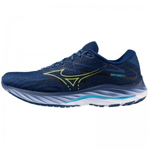 Buty do Biegania Męskie Mizuno Wave Rider 27 Granatowe Zielone | Polska M1675UN