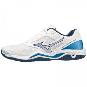 Buty do Piłki Ręcznej Damskie Mizuno Wave Phantom 3 Białe Niebieskie | Polska M3654ZG