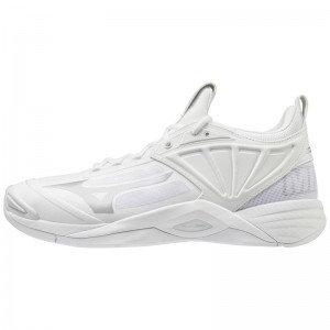 Buty do Siatkówki Męskie Mizuno Wave Momentum 2 Białe Srebrne | Polska M8679LN