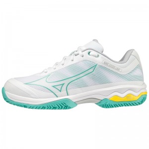 Buty do Tenisa Damskie Mizuno Wave Exceed Light CC Białe Turkusowe | Polska M0164SU