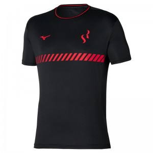 Koszulki Damskie Mizuno Sergio Ramos Treningowe Tee Czarne | Polska M6958AD