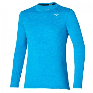 Koszulki Męskie Mizuno Impulse Core LS Tee Niebieskie | Polska M5816LP