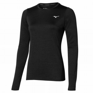 Kurtki Damskie Mizuno Impulse Core LS Tee Czarne | Polska M3059QK