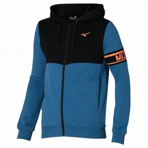 Kurtki Męskie Mizuno Athletics Sweat Niebieskie Czarne | Polska M2859KM