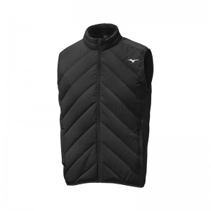 Kurtki Męskie Mizuno Breath Thermo Move Down Gilet Czarne | Polska M9762QA