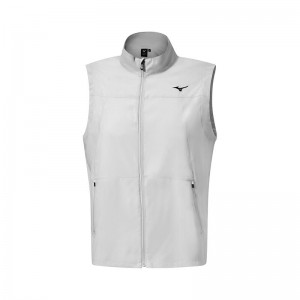 Kurtki Męskie Mizuno MT Drizzle Vest Białe | Polska M0584VF