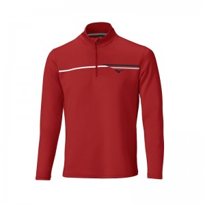 Najfatalniejszy Damskie Mizuno Brze Tstripe 1/4 Zip Czerwone | Polska M5124SV