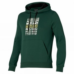 Najfatalniejszy Męskie Mizuno Athletics Grafiką Hoody Zielone | Polska M1593BU