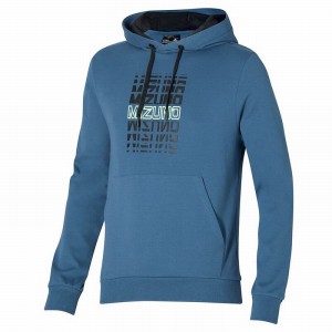 Najfatalniejszy Męskie Mizuno Athletics Grafiką Hoody Niebieskie | Polska M9250YG