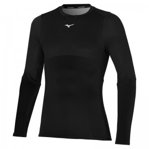 Najfatalniejszy Męskie Mizuno Breath Thermo Long Sleeve Czarne | Polska M0814TO