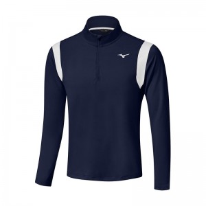 Najfatalniejszy Męskie Mizuno Breeze Elite 1/4 Zip Granatowe | Polska M2805WA