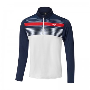 Najfatalniejszy Męskie Mizuno Brz Elite St 1/4 Zip Granatowe Białe | Polska M6012AY