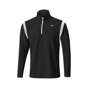 Najfatalniejszy Męskie Mizuno Zimowe Breeze Elite 1/4 Zip Czarne | Polska M7162JW