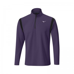 Najfatalniejszy Męskie Mizuno Zimowe Breeze Elite 1/4 Zip Fioletowe | Polska M6802QU