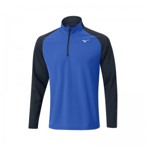 Najfatalniejszy Męskie Mizuno Zimowe Breeze Bloc 1/4 Zip Niebieskie | Polska M9635KW