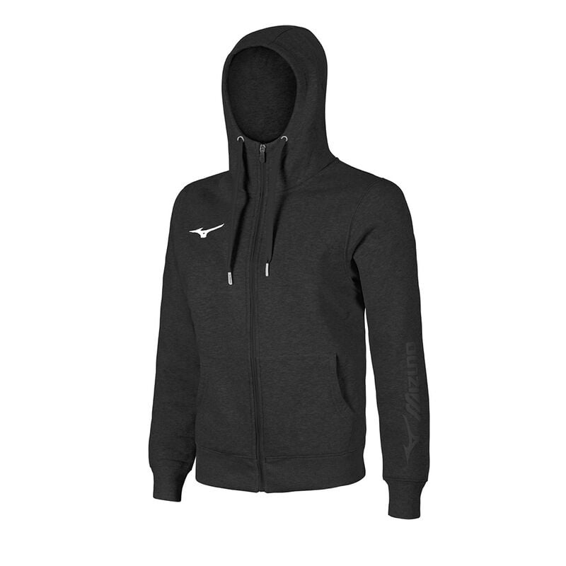 Bluza z Kapturem Męskie Mizuno Sweat FZ Czarne | Polska M9425NB