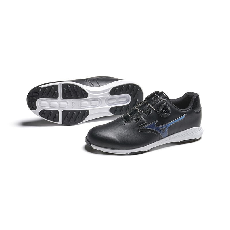 Buty Golfowe Męskie Mizuno Nexlite Gs Spikeless Czarne Niebieskie | Polska M0146HE