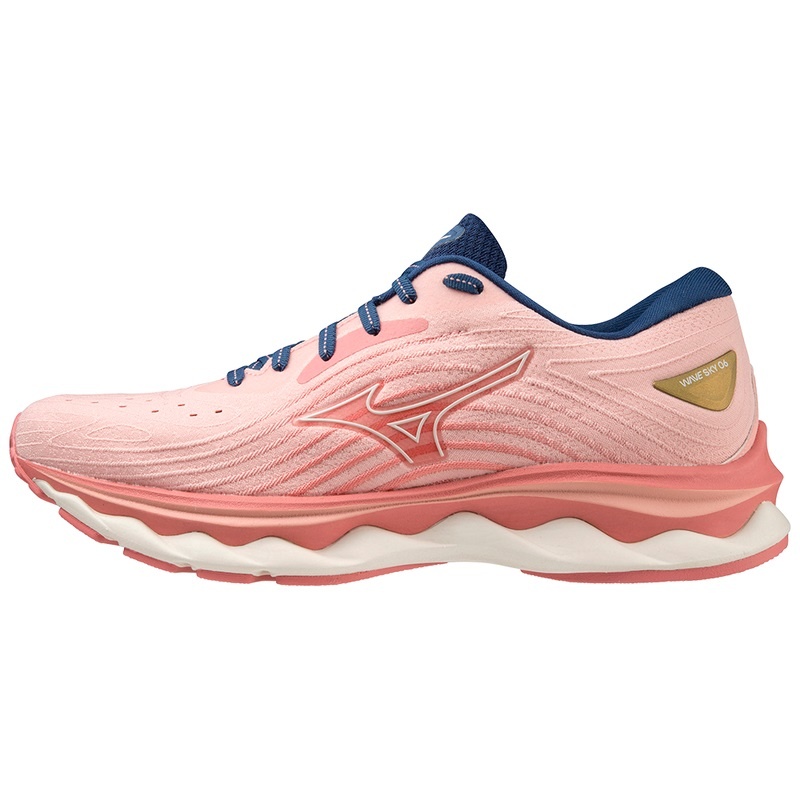 Buty do Biegania Damskie Mizuno Wave Sky 6 Koralowe Szare Niebieskie | Polska M5049AQ