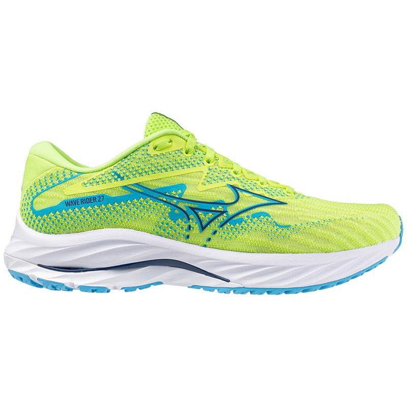 Buty do Biegania Męskie Mizuno Wave Rider 27 Zielone Granatowe | Polska M8643TH