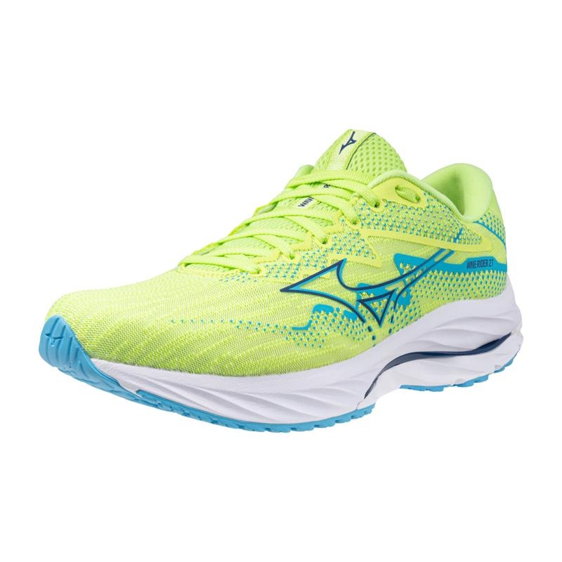 Buty do Biegania Męskie Mizuno Wave Rider 27 Zielone Granatowe | Polska M8643TH