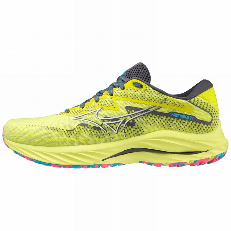 Buty do Biegania Męskie Mizuno Wave Rider 27 Białe Niebieskie | Polska M3768DC