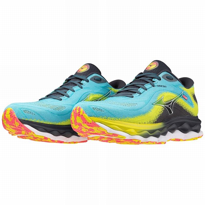 Buty do Biegania Męskie Mizuno Wave Sky 7 Niebieskie Białe | Polska M0813PE