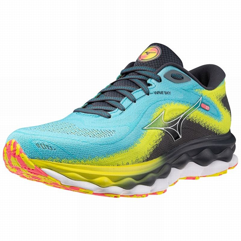 Buty do Biegania Męskie Mizuno Wave Sky 7 Niebieskie Białe | Polska M0813PE