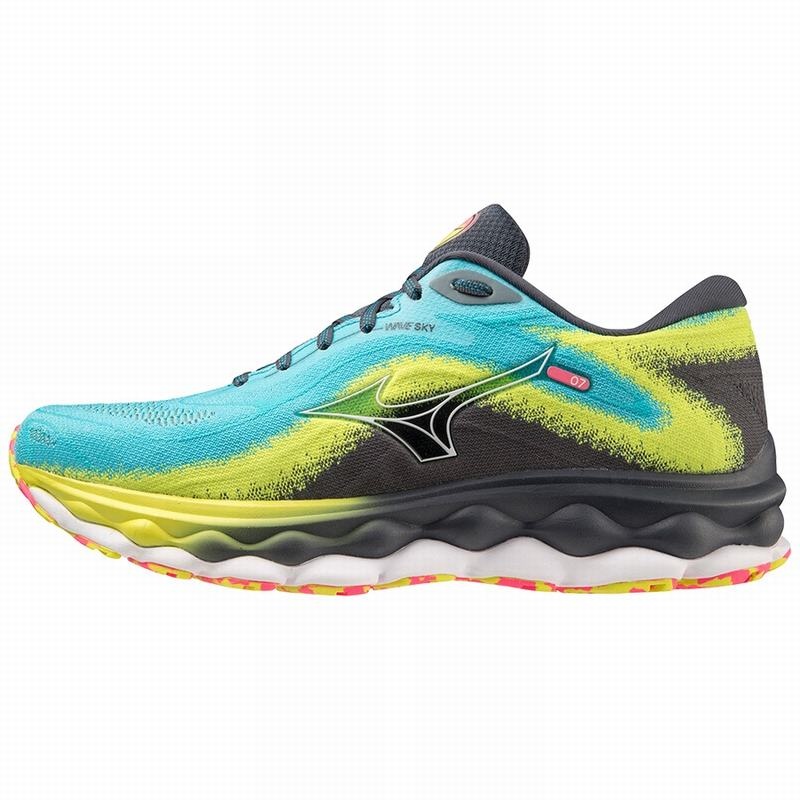 Buty do Biegania Męskie Mizuno Wave Sky 7 Niebieskie Białe | Polska M0813PE