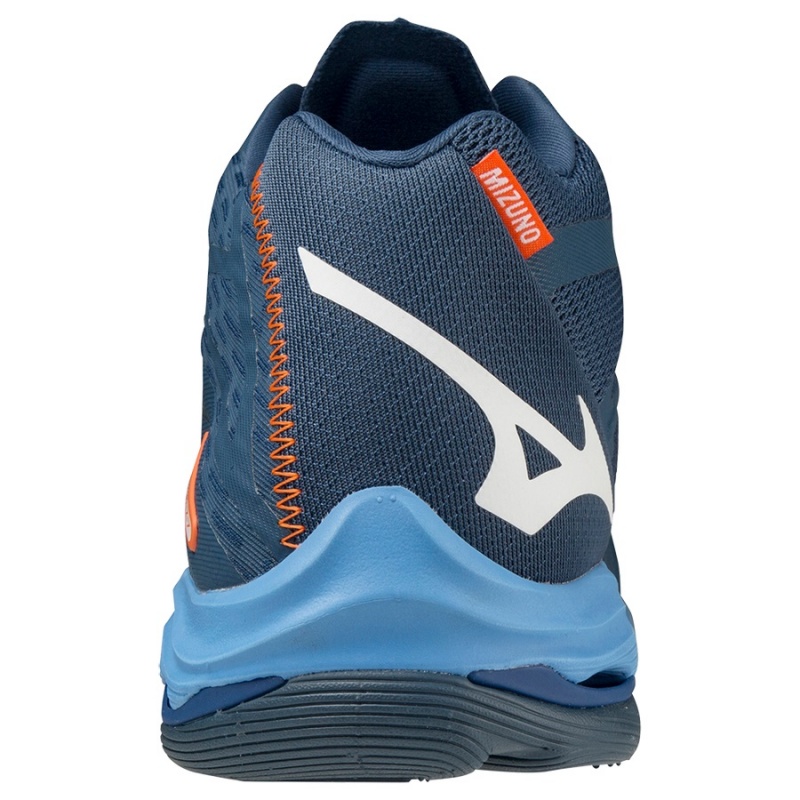 Buty do Siatkówki Damskie Mizuno Wave Lightning Z7Mid Granatowe Białe Niebieskie | Polska M1482UG