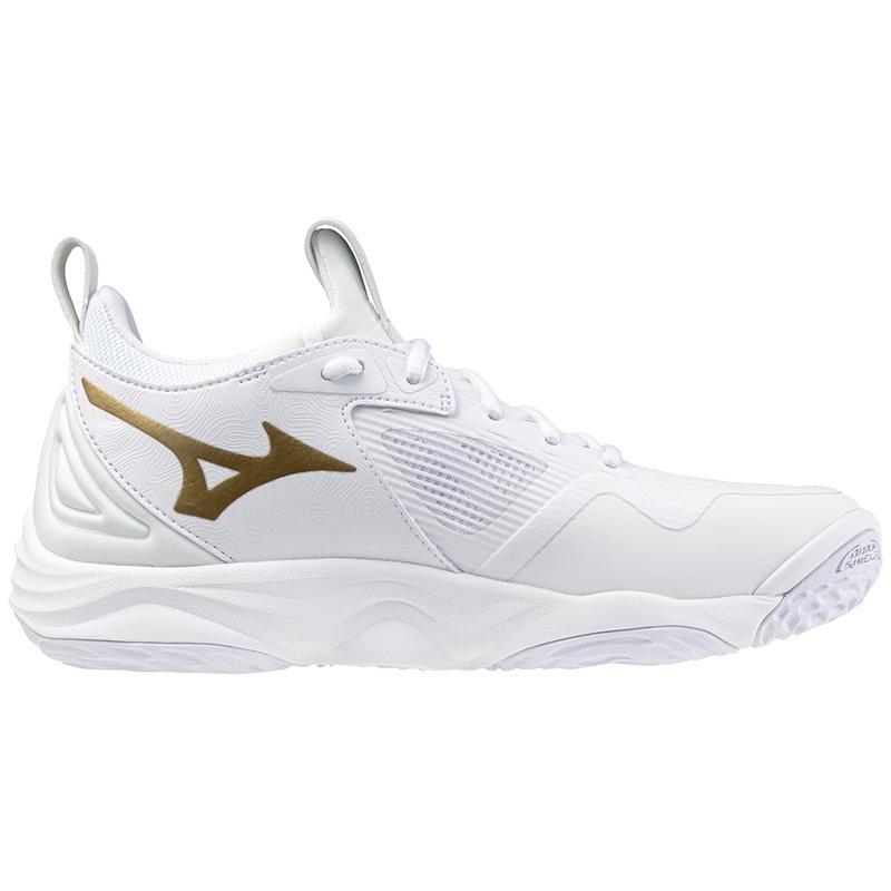 Buty do Siatkówki Damskie Mizuno Wave Momentum 3 Białe Złote | Polska M5917FJ