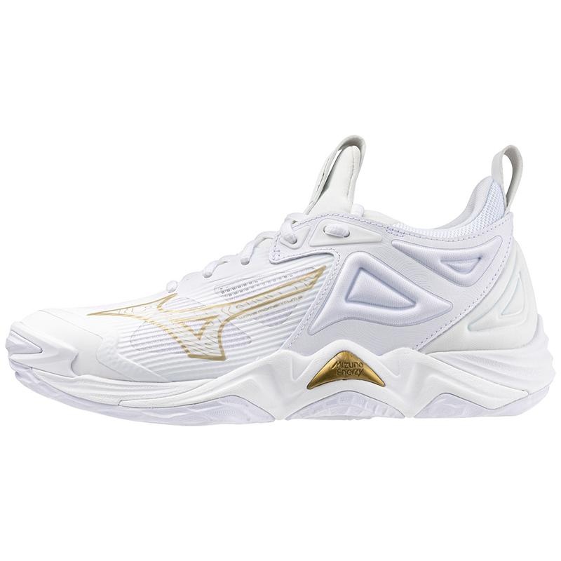 Buty do Siatkówki Damskie Mizuno Wave Momentum 3 Białe Złote | Polska M5917FJ