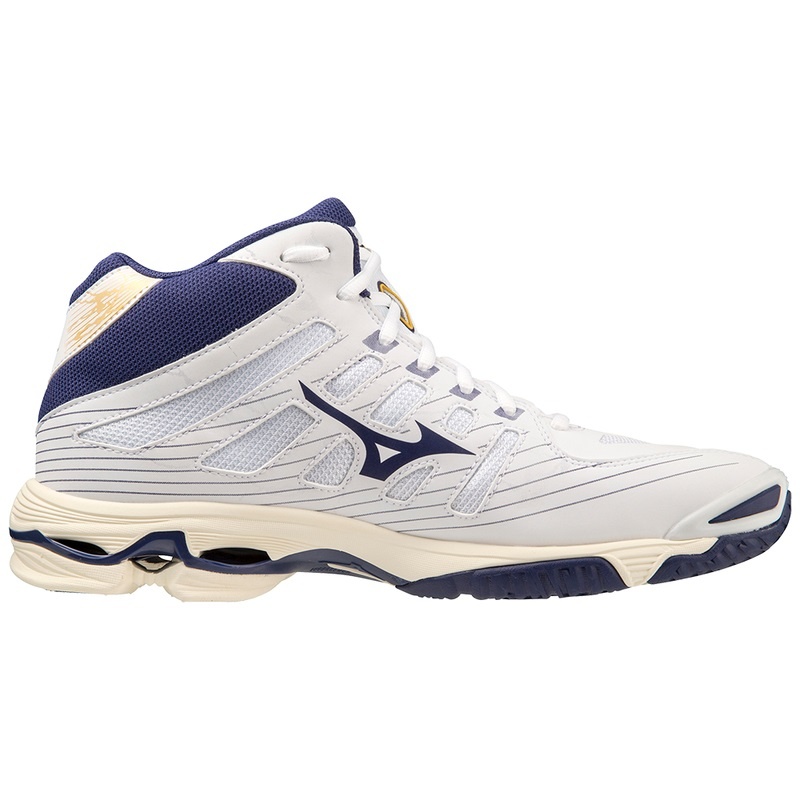 Buty do Siatkówki Damskie Mizuno Wave Voltage Mid Białe Złote | Polska M3597SC