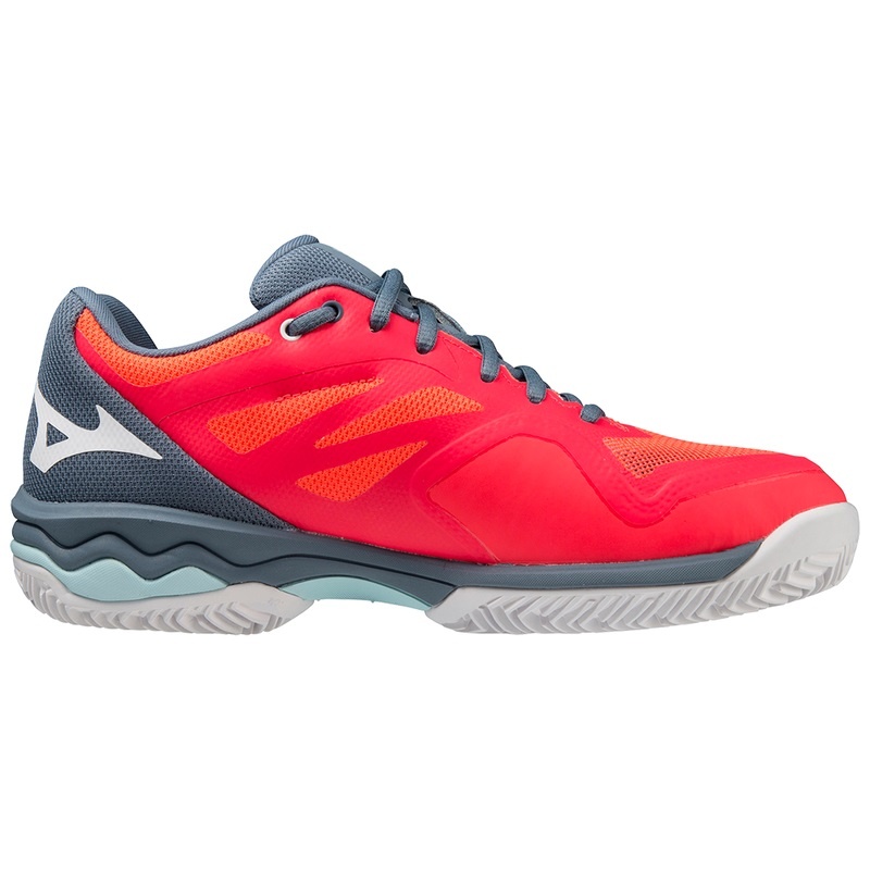 Buty do Tenisa Damskie Mizuno Wave Exceed Light CC Koralowe Białe Niebieskie | Polska M3796VE