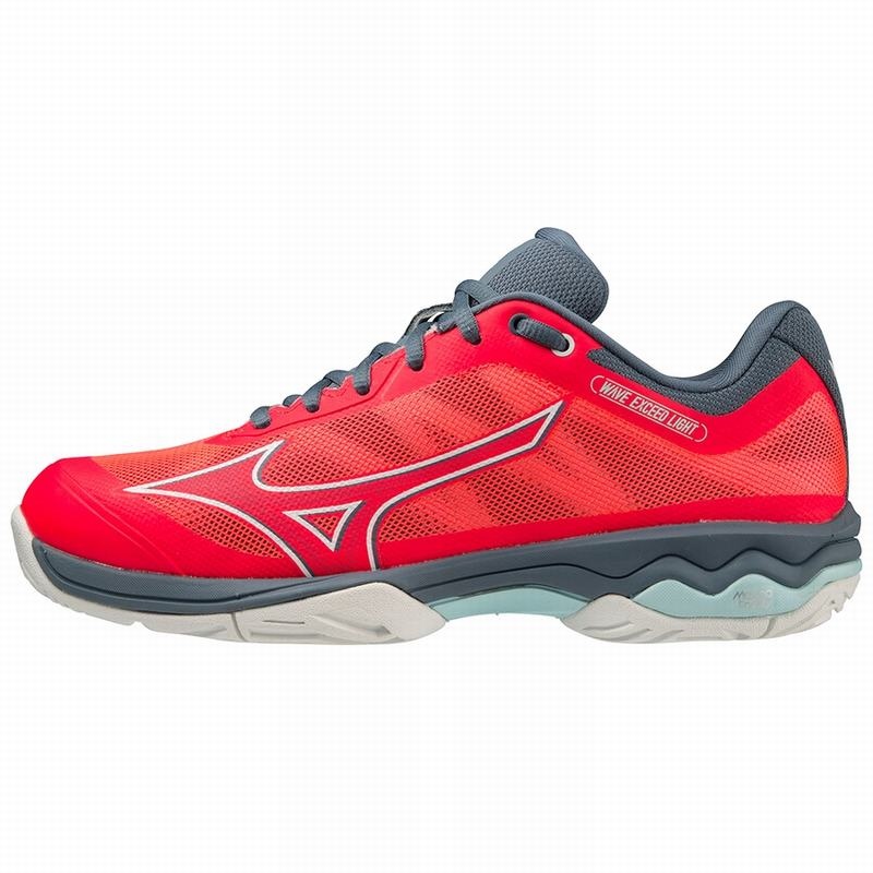 Buty do Tenisa Damskie Mizuno Wave Exceed Light AC Koralowe Białe Niebieskie | Polska M5821GU