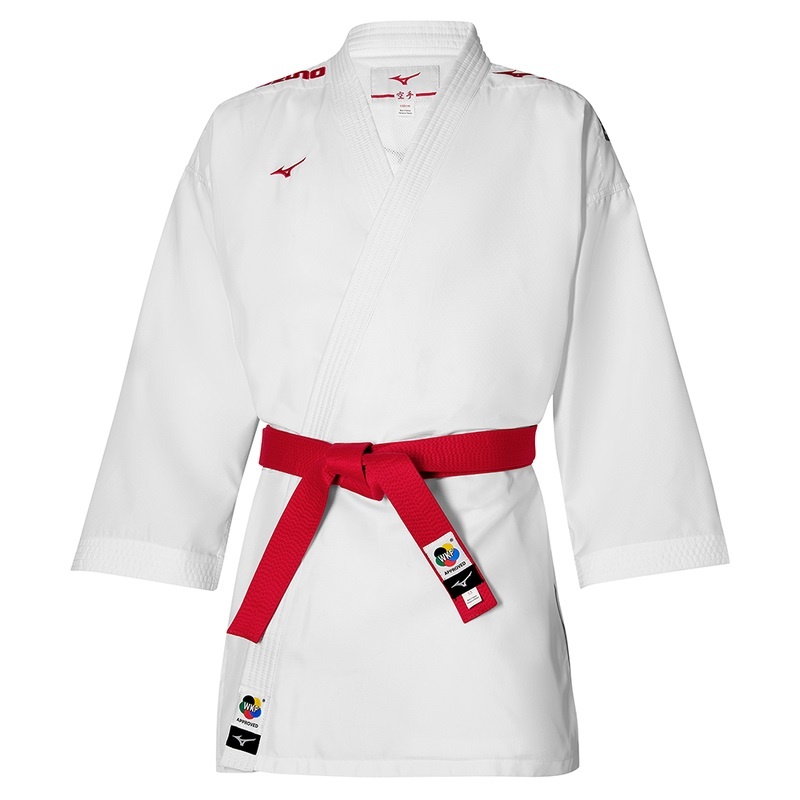 Karategis Męskie Mizuno Toshi Embroidery Białe Czerwone | Polska M6420JK