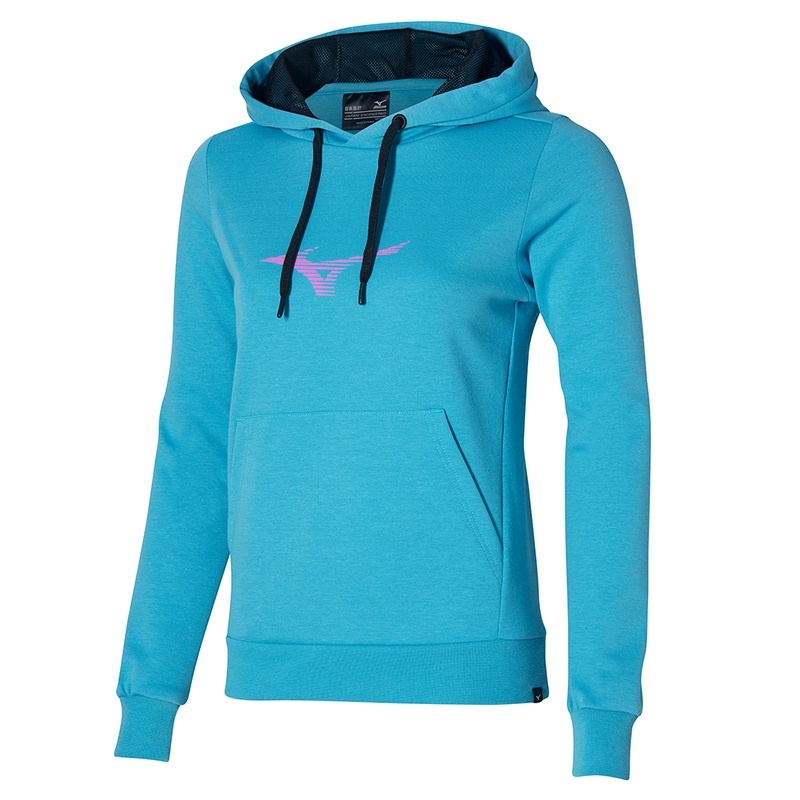 Najfatalniejszy Damskie Mizuno Athletics Grafiką Hoody Niebieskie | Polska M3297DS