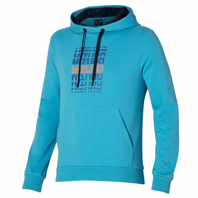 Najfatalniejszy Męskie Mizuno Athletics Grafiką Hoody Niebieskie | Polska M5341UK