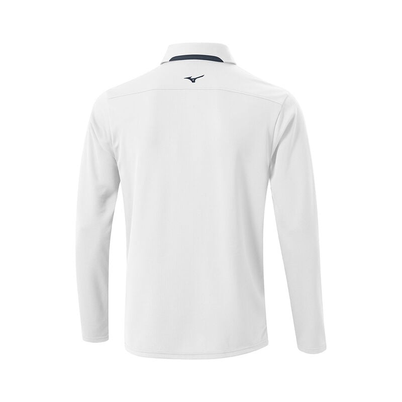 Polo Męskie Mizuno Breath Thermo L/S Białe | Polska M3906IR