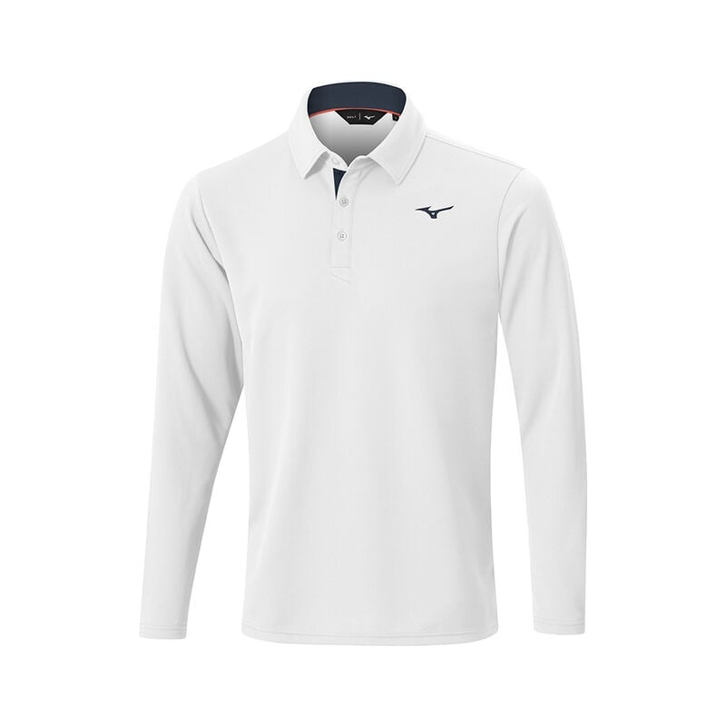 Polo Męskie Mizuno Breath Thermo L/S Białe | Polska M3906IR