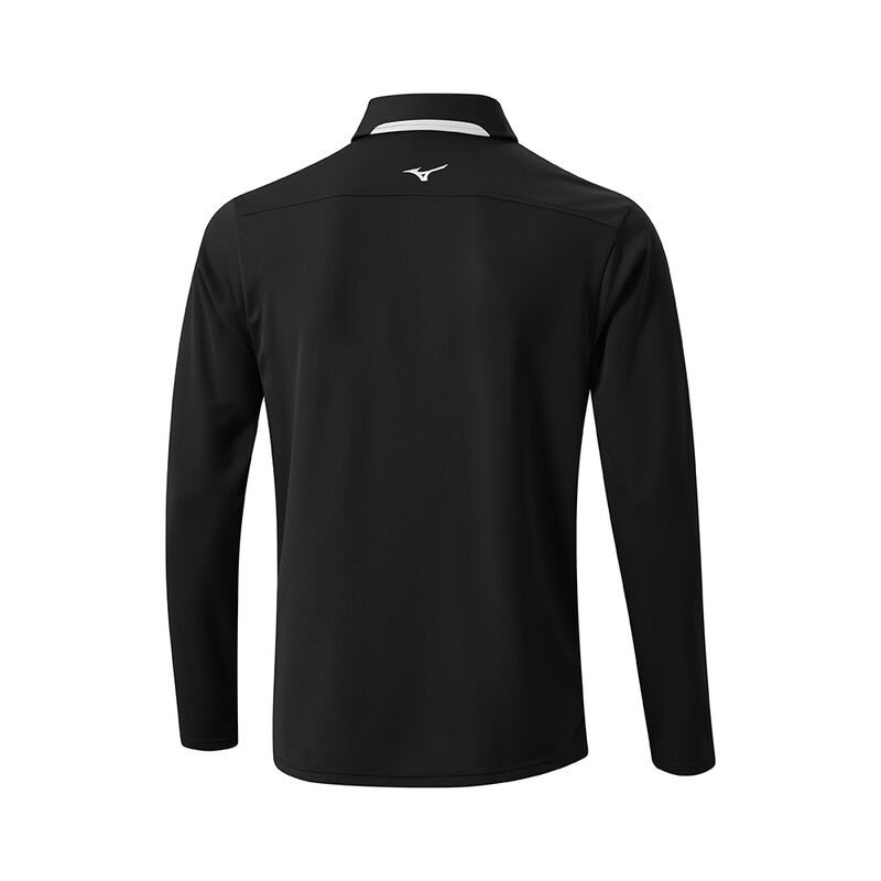 Polo Męskie Mizuno Breath Thermo L/S Czarne | Polska M7948WT