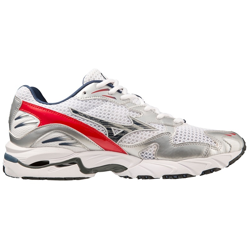 Trampki Damskie Mizuno Wave Rider 10 Białe Niebieskie Czerwone | Polska M3251NU